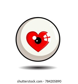 heart in eyeball, love eyeball comic vector