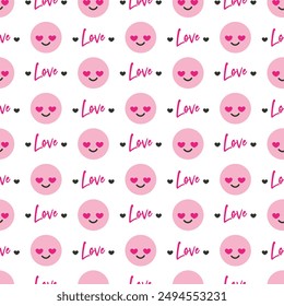 Heart Eyes Bliss Filled Faces Seamless Emoticon. This seamless design is ideal for use in digital and print media, including textiles, wallpapers, and stationery.