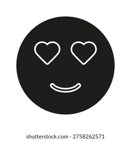 Heart Eyes Emoji Solid Icon. Love, Affection, And Adoration Expression Silhouette Symbol. Romantic And Emotional Communication. Isolated Vector Illustration.