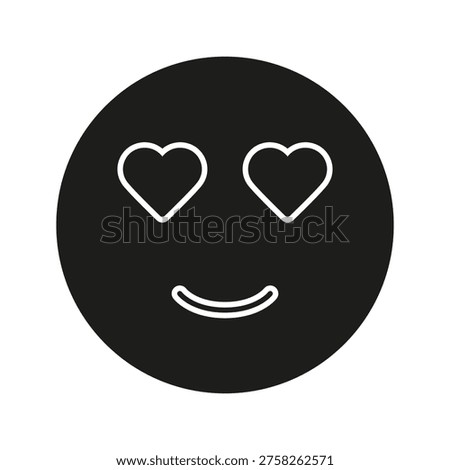 Heart Eyes Emoji Solid Icon. Love, Affection, And Adoration Expression Silhouette Symbol. Romantic And Emotional Communication. Isolated Vector Illustration.