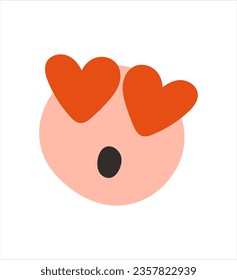 Heart eyes face . Emoticon, astonishment. Love emoji. Funny Cartoon. Social Media. Vector illustration