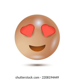 Heart eyes. funny yellow emoticon. emoji. Isolated 3D. Vector Emoji. for ui interface