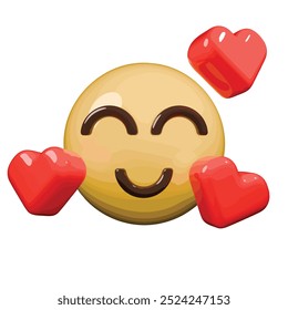 heart eyes, in love emoji vector 3d illustration