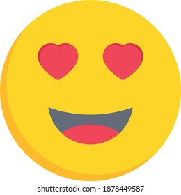 heart eyes vector flat colour icon