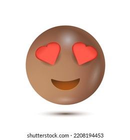 Heart eyes. Vector illustration. smiling emoticon character design. 3D emoticon for web. Vector Emoticon. for ui interface