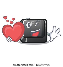 With heart F7 button installed in computer cartoon