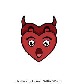 Heart face with devil behind it, Expression, Heart clipart