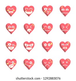 heart face emoji vector icon set on Valentine's day flat design