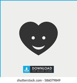 heart face icon. Simple filled heart face icon. On white background.