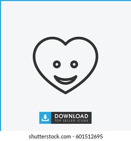 heart face icon. simple outline heart face vector icon. on white background.