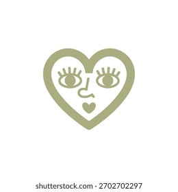 Ícone Vetor Da Face Do Coração . Vetor de arte criativa do amor
