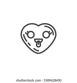 Heart Face With Tongue emoji line icon. linear style sign for mobile concept and web design. Joyful heart shape emoticon outline vector icon. Love symbol, logo illustration. Vector graphics