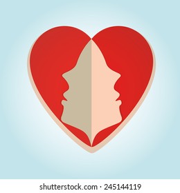 heart with faces vector icon illustration