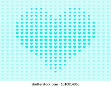 Heart in fade heart. Fade heart dot background. Blue sky color.