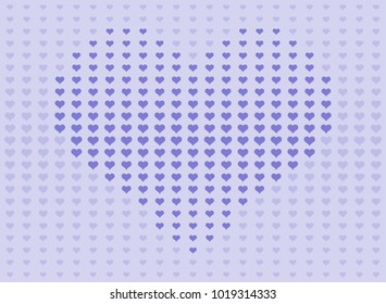Heart in fade heart. Fade heart dot background. Purple color.