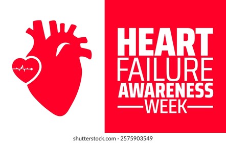 Heart Failure Awareness Week background banner or poster design template. observed every year in February. Holiday concept. Use to any Template, card, poster, placard, template.