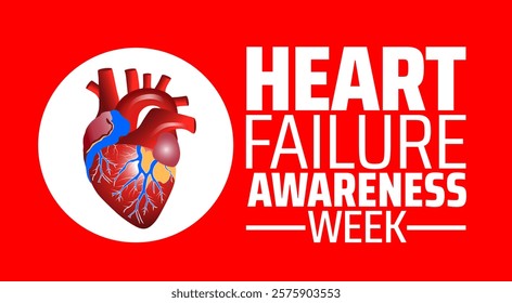 Heart Failure Awareness Week background banner or poster design template. observed every year in February. Holiday concept. Use to any Template, card, poster, placard, template.