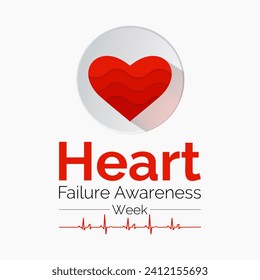 Heart Failure Awareness Week observed every year of february. Vector health banner, flyer, poster and social medial template design.