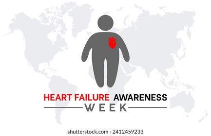 Heart Failure Awareness Week observed every year of february. Vector health banner, flyer, poster and social medial template design.