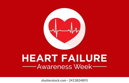 Heart Failure Awareness Week observed every year of february. Vector health banner, flyer, poster and social medial template design.