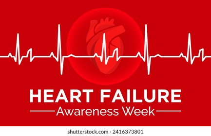 Heart Failure Awareness Week observed every year of february. Vector health banner, flyer, poster and social medial template design.
