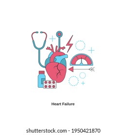 Heart Failure Concept. Heart Disease. Vector Illustration.