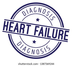 Heart Failure Diagnosis. Navy Blue Stamp.
