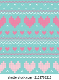 heart fair isle seamless vector 