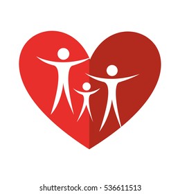 heart with family silhouette vector illustration design
