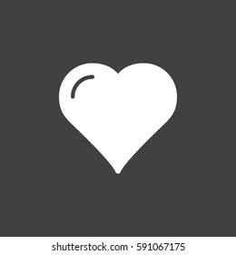 Heart, favorite icon vector, filled flat sign, solid white pictogram. Love symbol, logo illustration. Pixel perfect