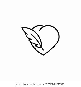 heart with feather icon sign vector