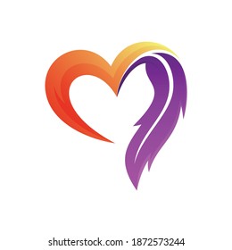 Heart With Feather Logo. Feather Vector Illustration