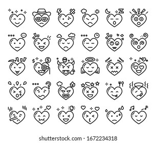 heart feeling outline vector icons love and passion