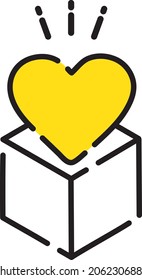 Heart feeling yellow box gift shopping simple cute icon