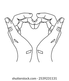 Heart with female hands vector, Heart shape with female hands