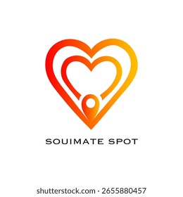 Icono de figura de corazón. Símbolo de conexión humana. Gráfico de Vector de amor. Emblema de punto de alma gemela.