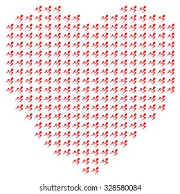 Heart Filled by Sperm vector illustration. Style is red flat spermatozoons organized into heart symbol.