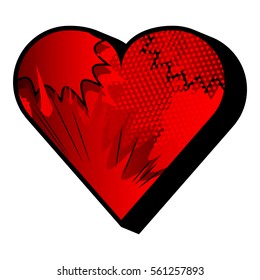 Heart filled with comic book background.