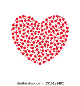Heart filled with flowers. Love and happiness concept. Happy Valentine's day card. Vector illustration.