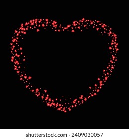Heart filled Hearts. Love Heart Frame. Valentine, romantic symbol icon vector illustration. Concept of love. Isolated on black background. Valentine's Day, Mother's Day decoration. wedding invitation.