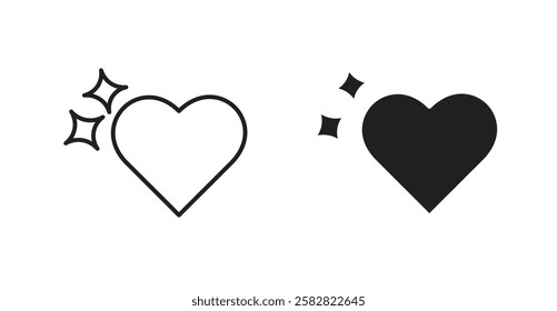 Heart filled and outlined icons vectors on white background