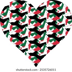 Heart filled with UAE Flags Pattern 