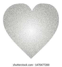 Heart filled with very small dots, points. The effect of stippling to create textured backgrounds. Vector illustration