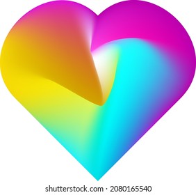 Heart filled with vibrant gradient. Folds and flows