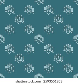 Heart and Financial Chart vector Stock Analysis concept seamless pattern in outline style