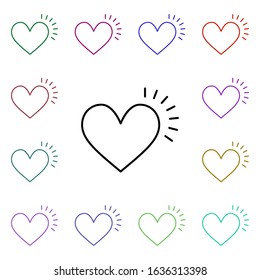 Heart find idea symbol multi color style icon. Simple thin line, outline vector of heartbeat icons for ui and ux, website or mobile application