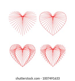 Heart of fine thread, like cobwebs. Transparent and lacy. Vector illustration.