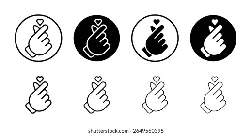 Símbolo de ilustración simple plano delgado icono de dedo de corazón