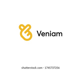 Heart from fingers vector symbol logo. Creative love, hand, icon logotype. Letter V, ok, like sign mark. 
