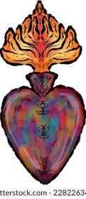 heart with fire, colored texture